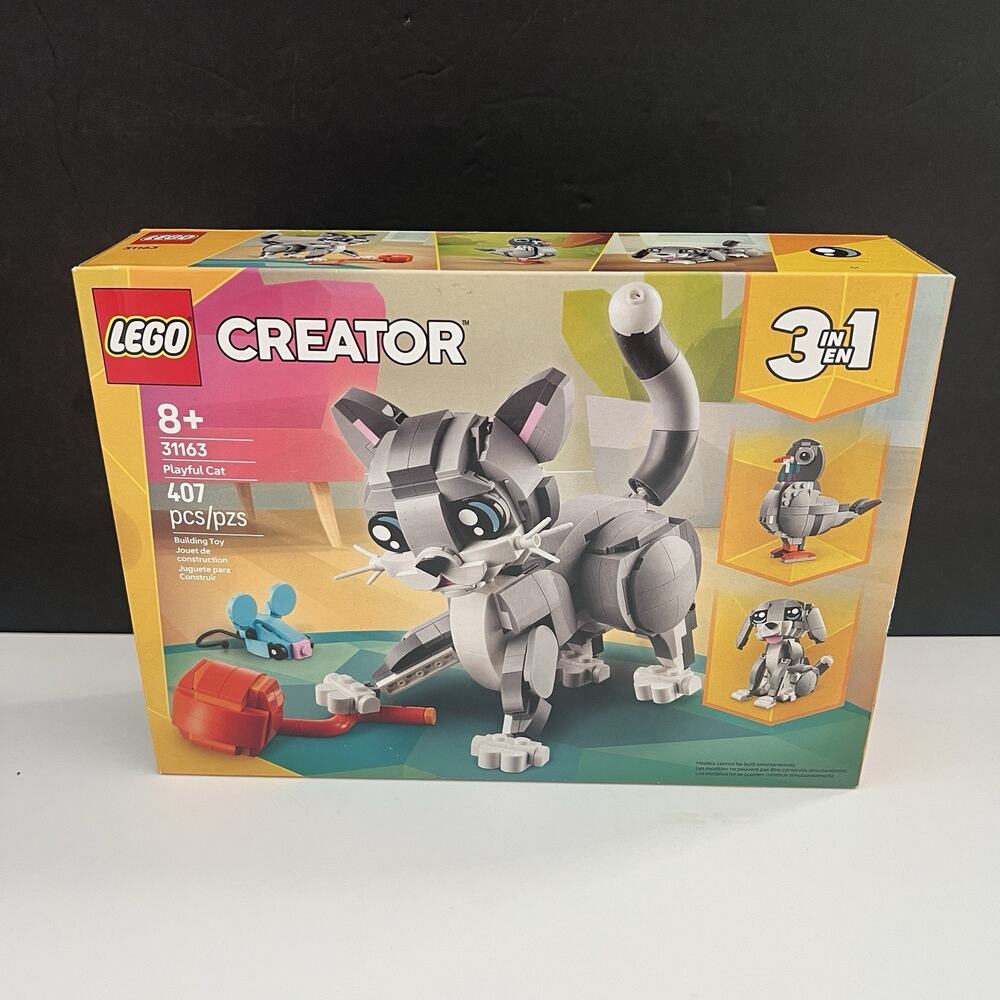 New Sealed Lego Creator 3 In 1 Playful Cat Gray Dog Bird Set 31163 Building Toy